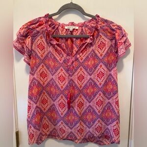 Rose & Olive Vibrant Pink and Purple Blouse, Casual Bohemian Style